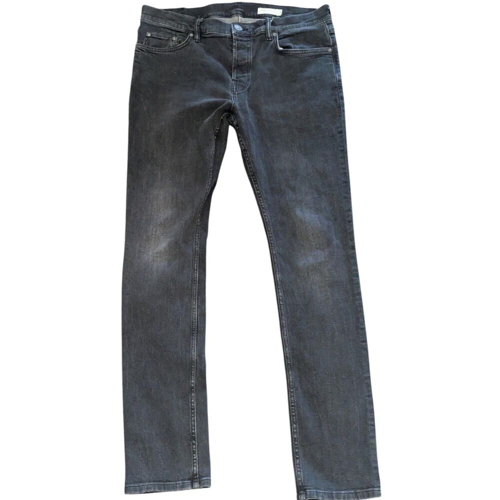 AllSaints Cigarette Black Skinny Jeans W33 Mens Faded Grunge Luxury Denim